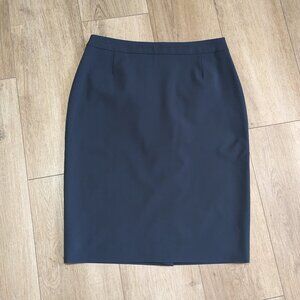 BOSS Hugo Boss Solid Navy Blue Virgin Wool Pencil Skirt Stretch Lined Size 8